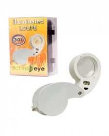 Active eye illuminated magnifier loupe 30x