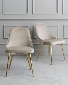 Set Of 2 Skyla Dining Chairs With Brass Legs